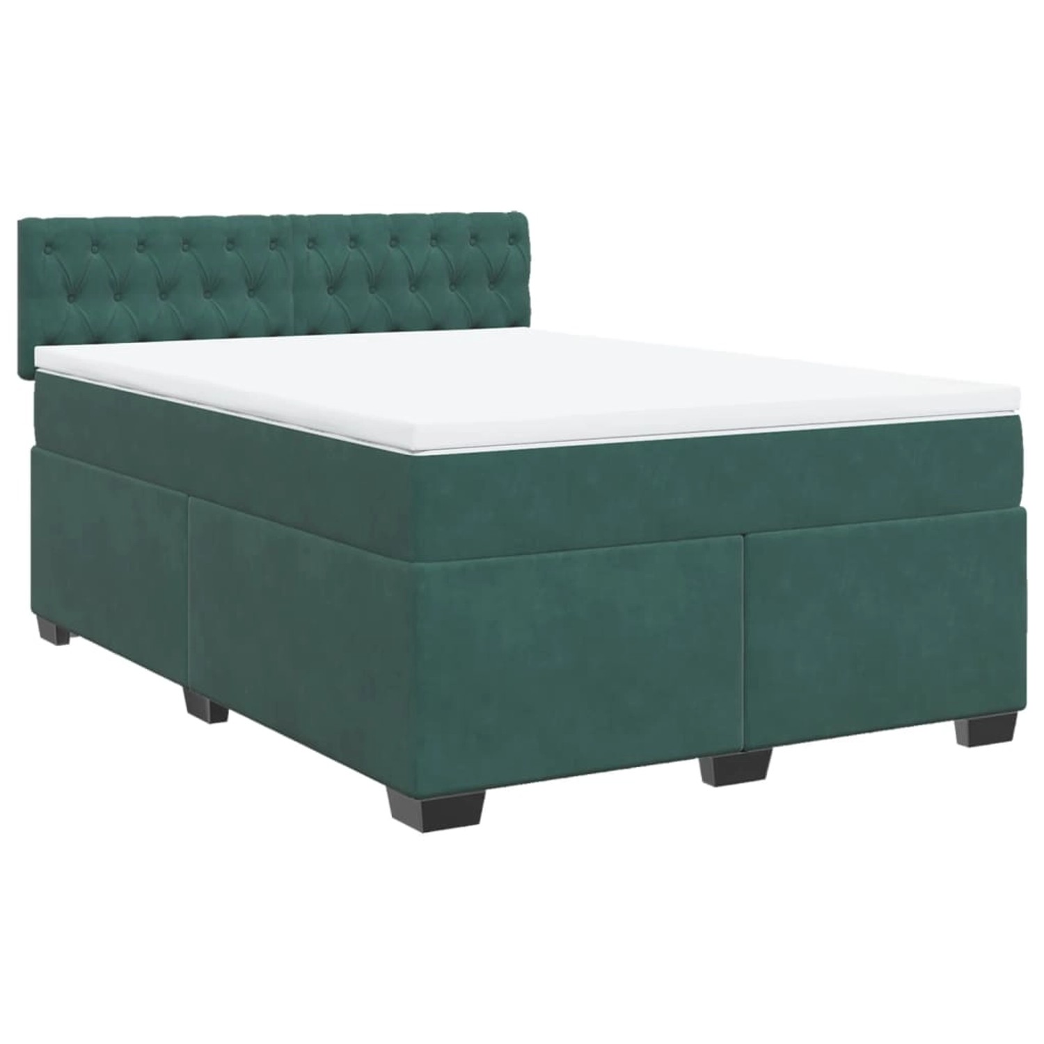 vidaXL Boxspringbett mit Matratze Dunkelgrün 140x190 cm Samt 3286315