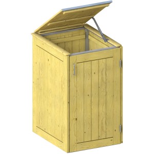 Mülltonnenbox Binto aus Nadelholz für eine Tonne, mit Klappdeckel.