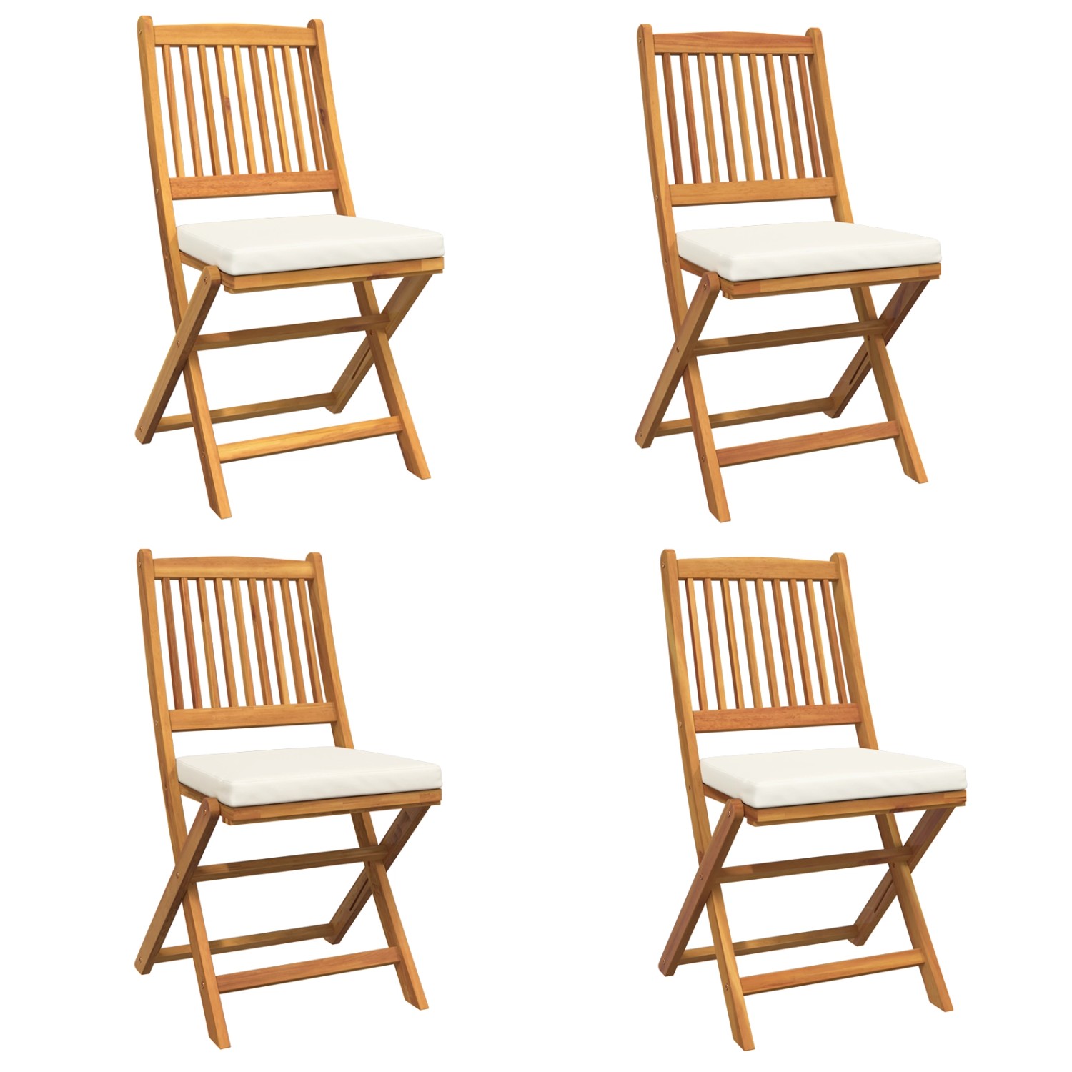 vidaXL Garten-Klappstühle mit Weißen Kissen 4 Stk Massivholz Akazie 3329121 günstig online kaufen