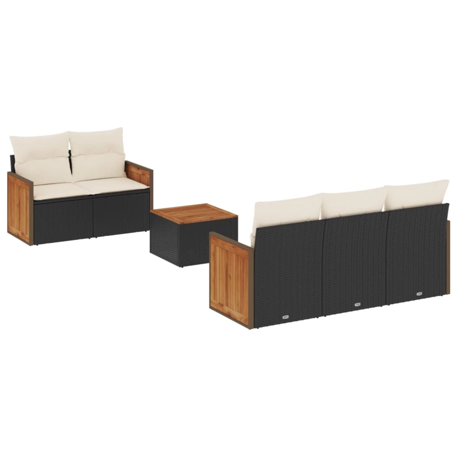 vidaXL 6-Tlg Garten-Sofagarnitur mit Kissen Schwarz Poly Rattan 3259865 günstig online kaufen