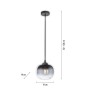 Schwarze Just Light Pendelleuchte Zea, 1-flammig, mit Rauchglas-Schirm und E27 Fassung.