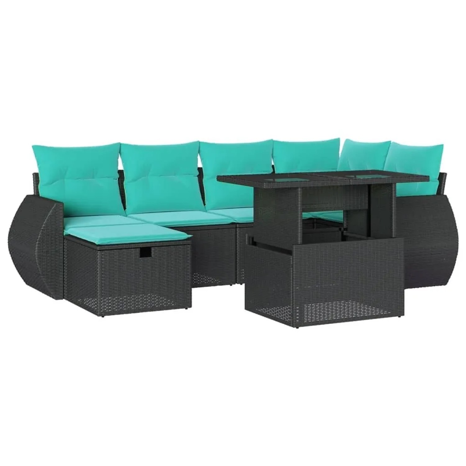 vidaXL 7-Tlg Gartensofa-Set mit Kissen Schwarz Polyrattan 3275137 günstig online kaufen