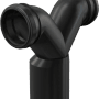 Alcadrain Doppelbogen 90° Ø90/110 mm, Siphonbogen für zwei WCs, aus schwarzem Polyethylen.