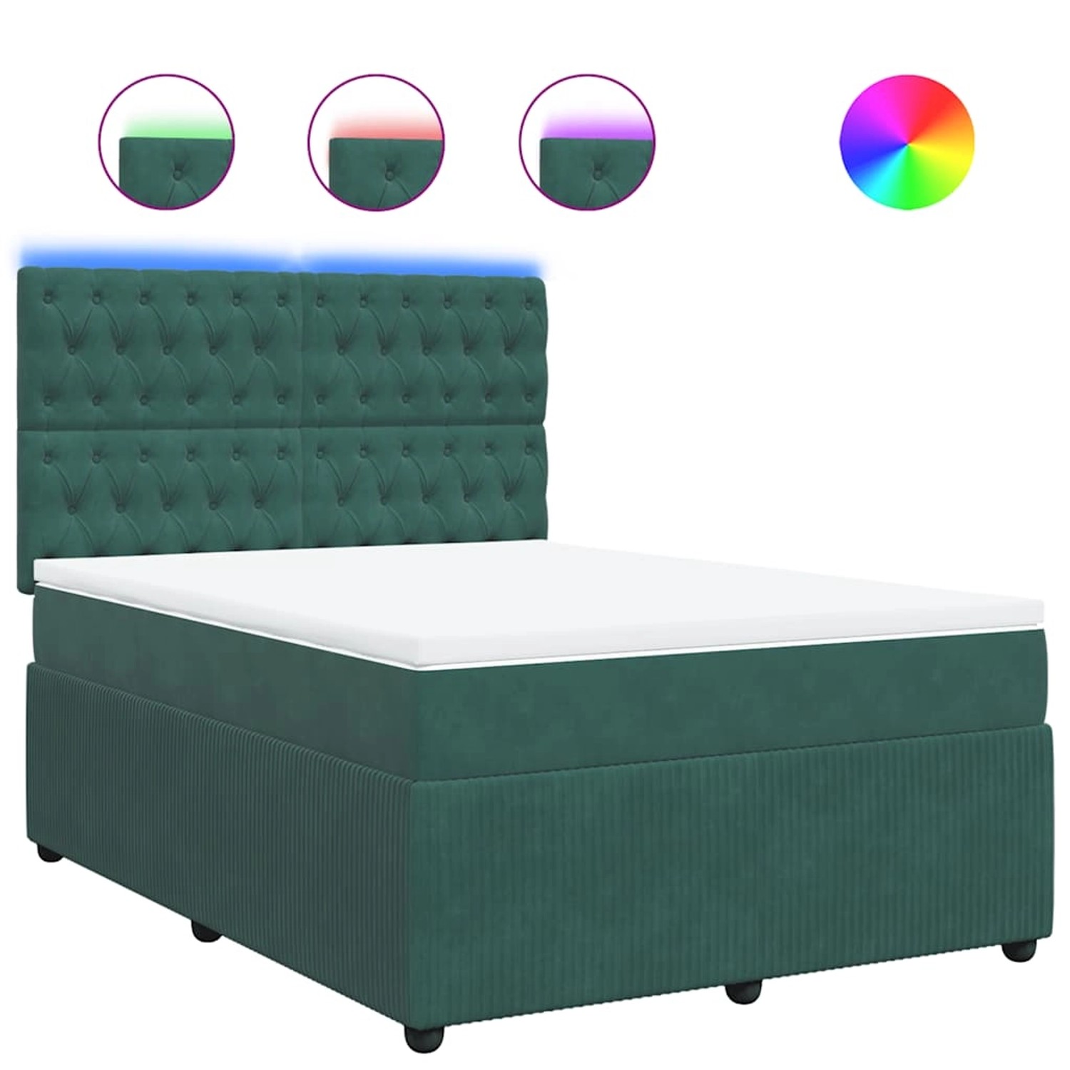 vidaXL Boxspringbett mit Matratze Dunkelgrün 140x190 cm Samt 3294643 günstig online kaufen