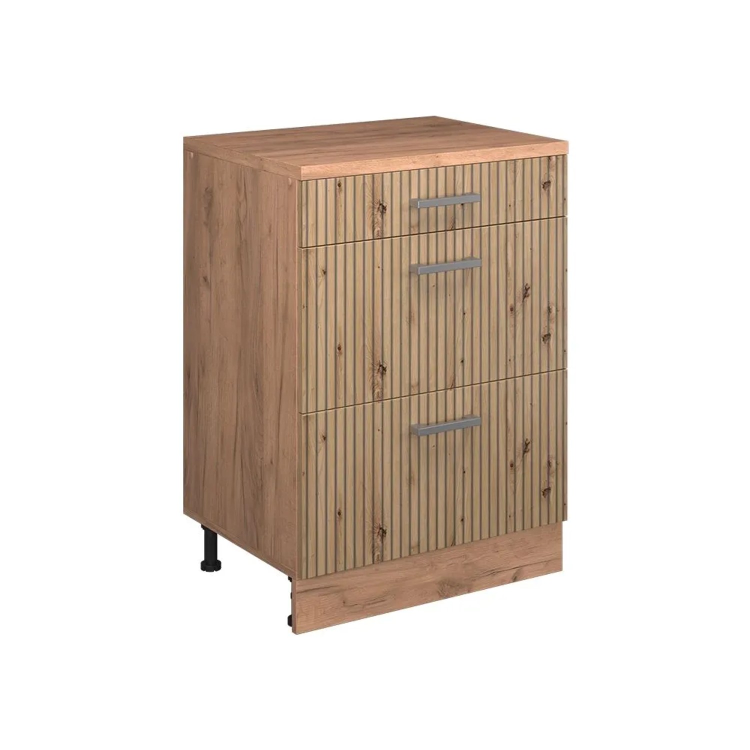 Vicco Küchenschrank für Dachschrägen R-Line Artisan-Eiche 60 x 84 ohne Schräge mit 3 Schubladen Art Nr 61712
