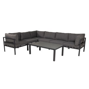 Schwarzer ebuy24 Copacabana Couchtisch mit Glasplatte, passend zu Gartenmöbeln.