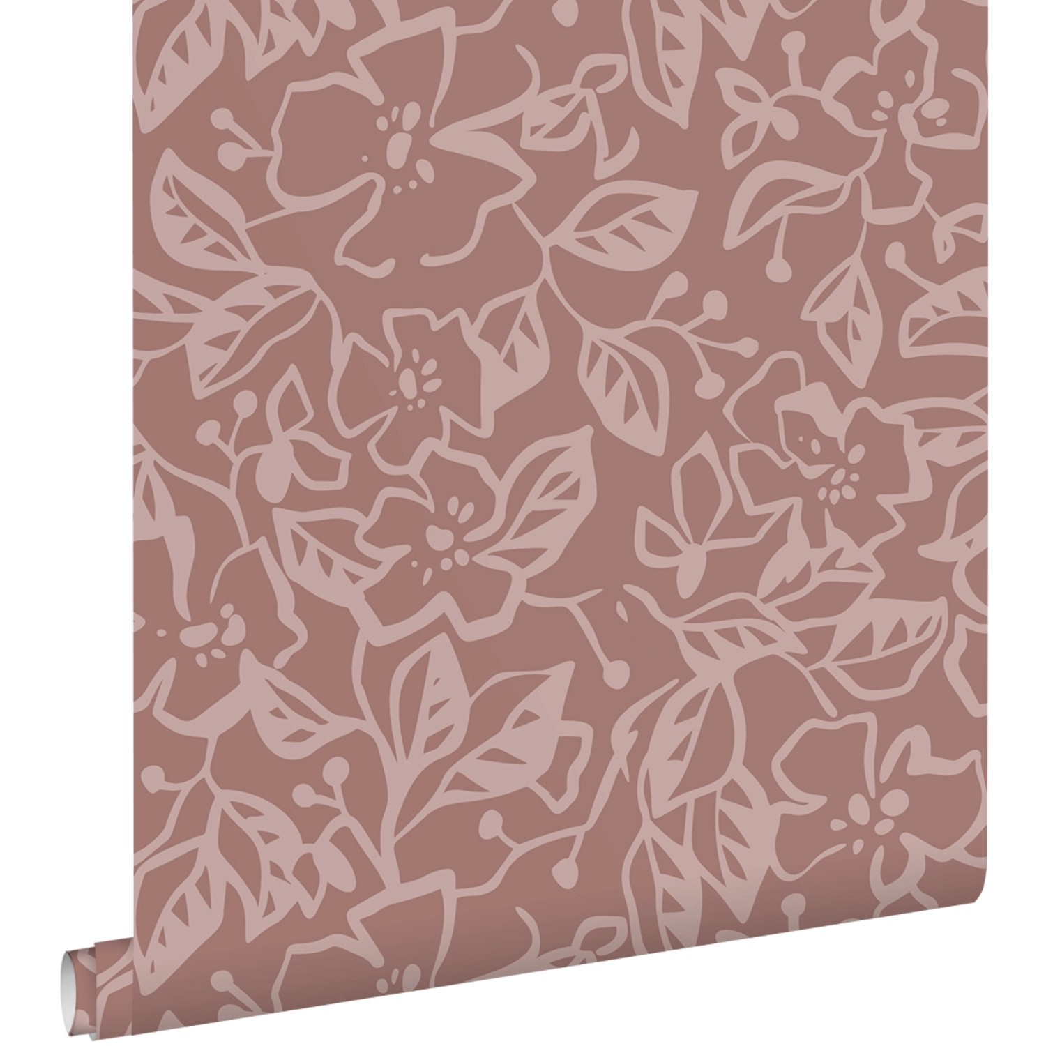 ESTAhome Tapete Blätter und Blumen Aubergineviolett 50 x 900 cm günstig online kaufen