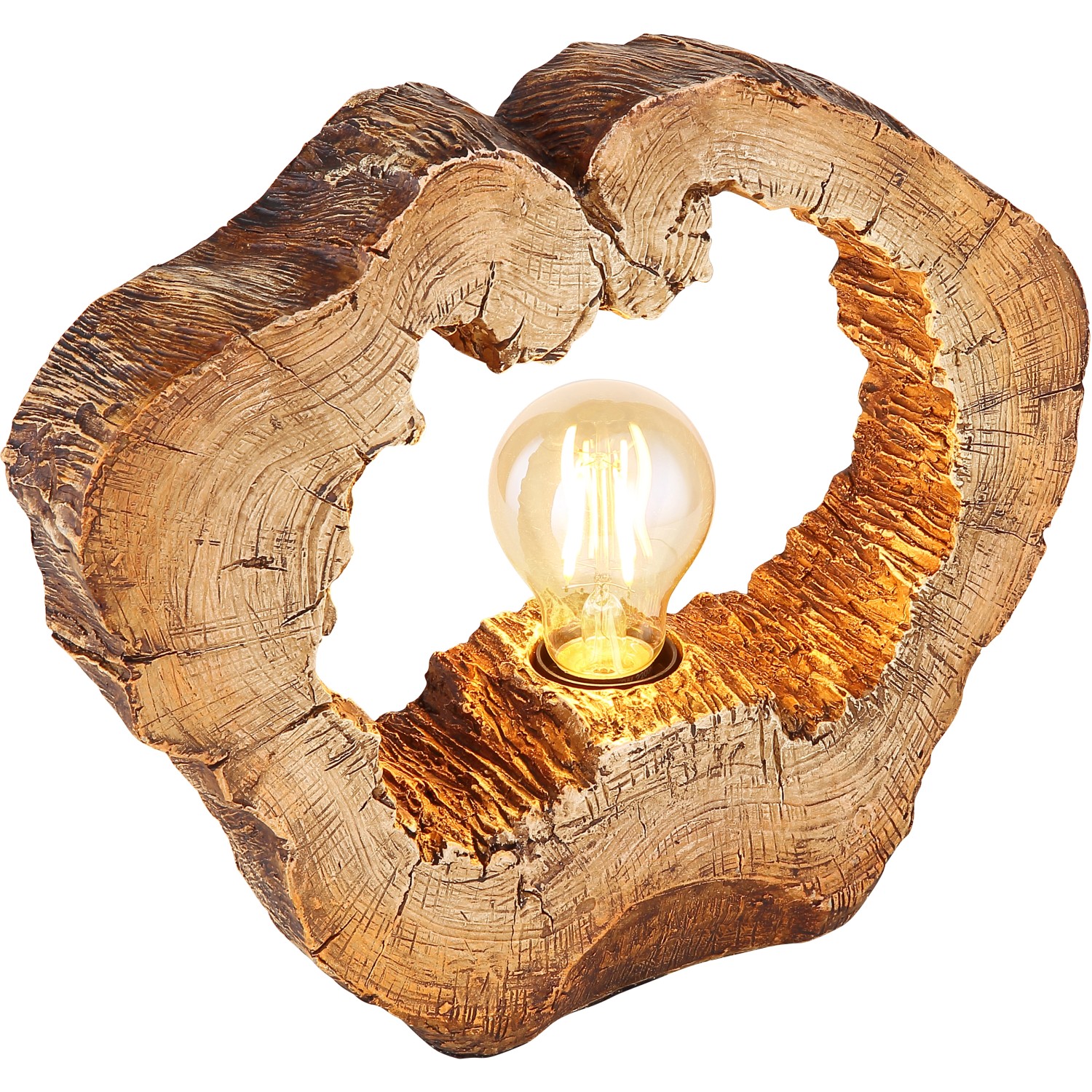 Globo Tischlampe Vinzenz in Holzoptik mit E27 Fassung. Dekorative Design-Tischleuchte für Innenräume.