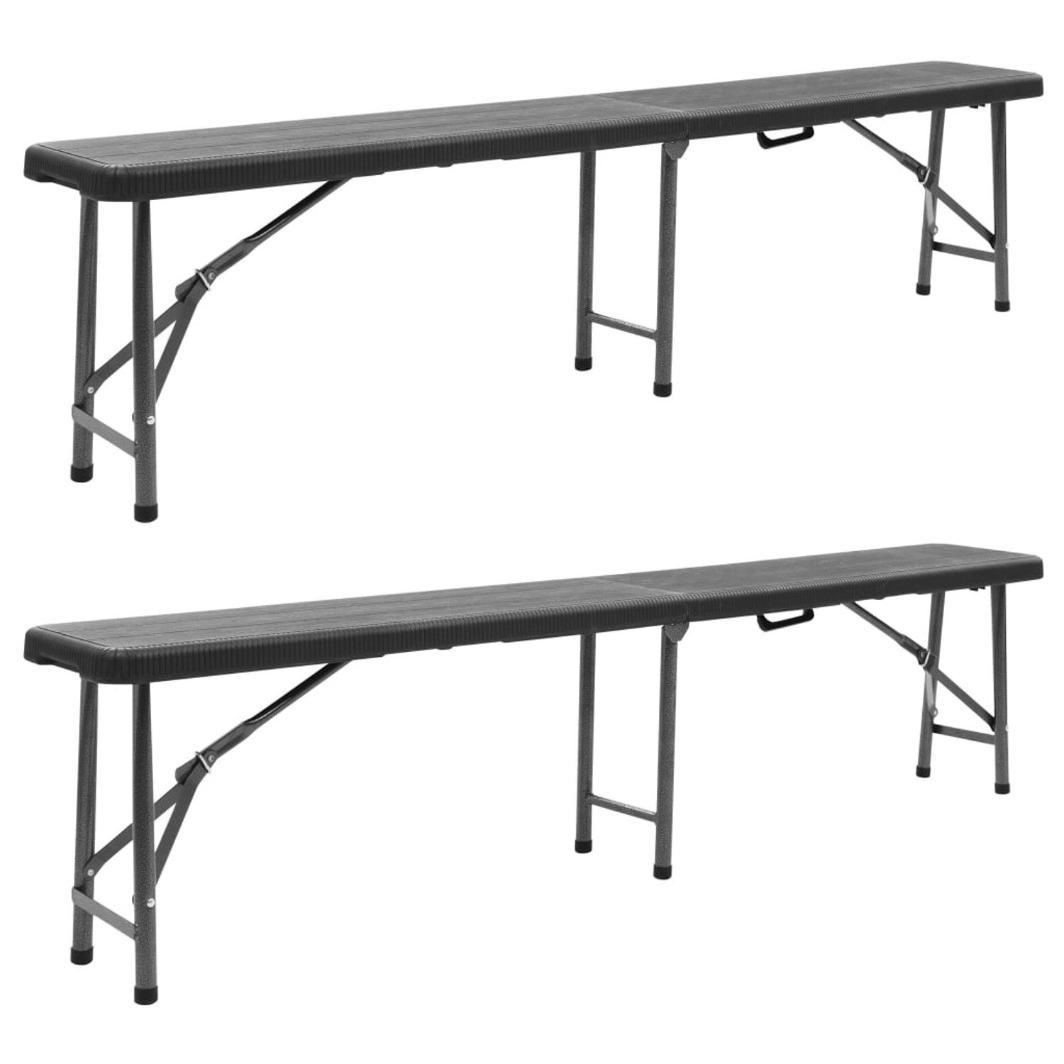 furnicato Klappbare Gartenbänke 2 Stk. 180 cm HDPE Schwarz günstig online kaufen