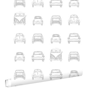 ESTAhome Tapete Gezeichnete Oldtimer Im Vintage Look Schwarz Und Weiß 53 Cm X 1005 Cm 138941