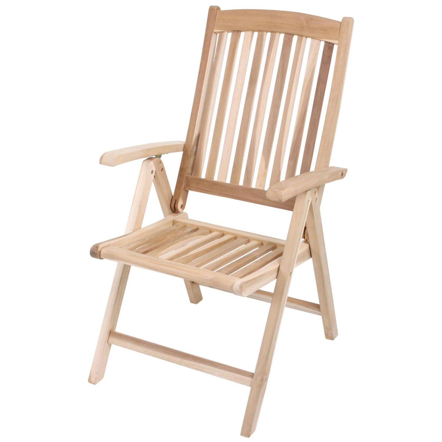 Verstellbarer DELUKE Gartenstuhl LENNAR aus Teakholz, ideal für Terrasse und Garten.