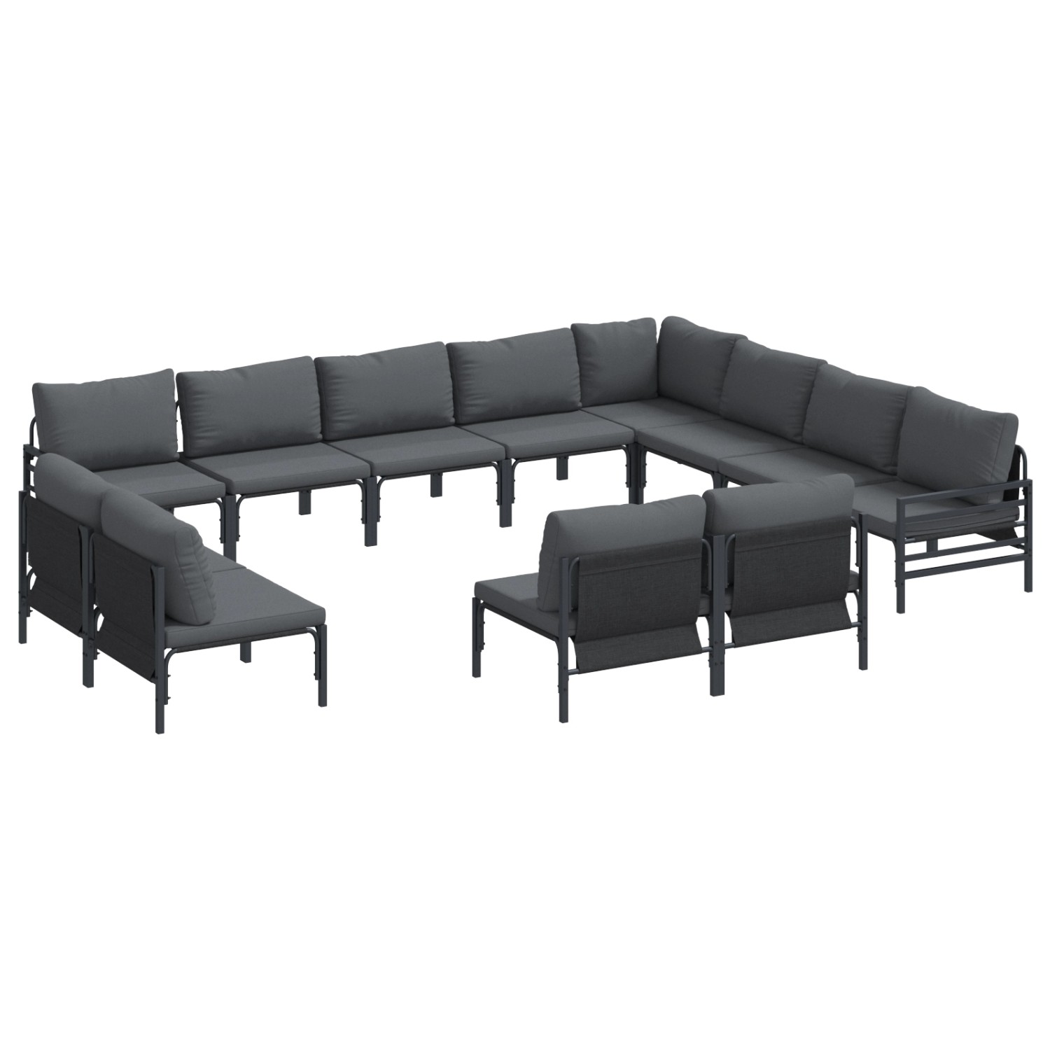 vidaXL Garten-Sofa-Set 12-Tlg Anthrazit Stahl 3379030 günstig online kaufen