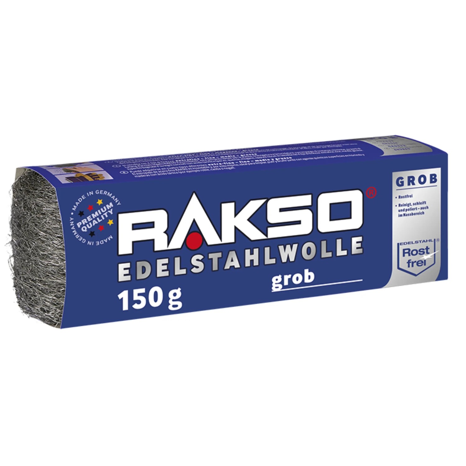 RAKSO Edelstahlwolle Banderole Sorte Grob 1 x 150g