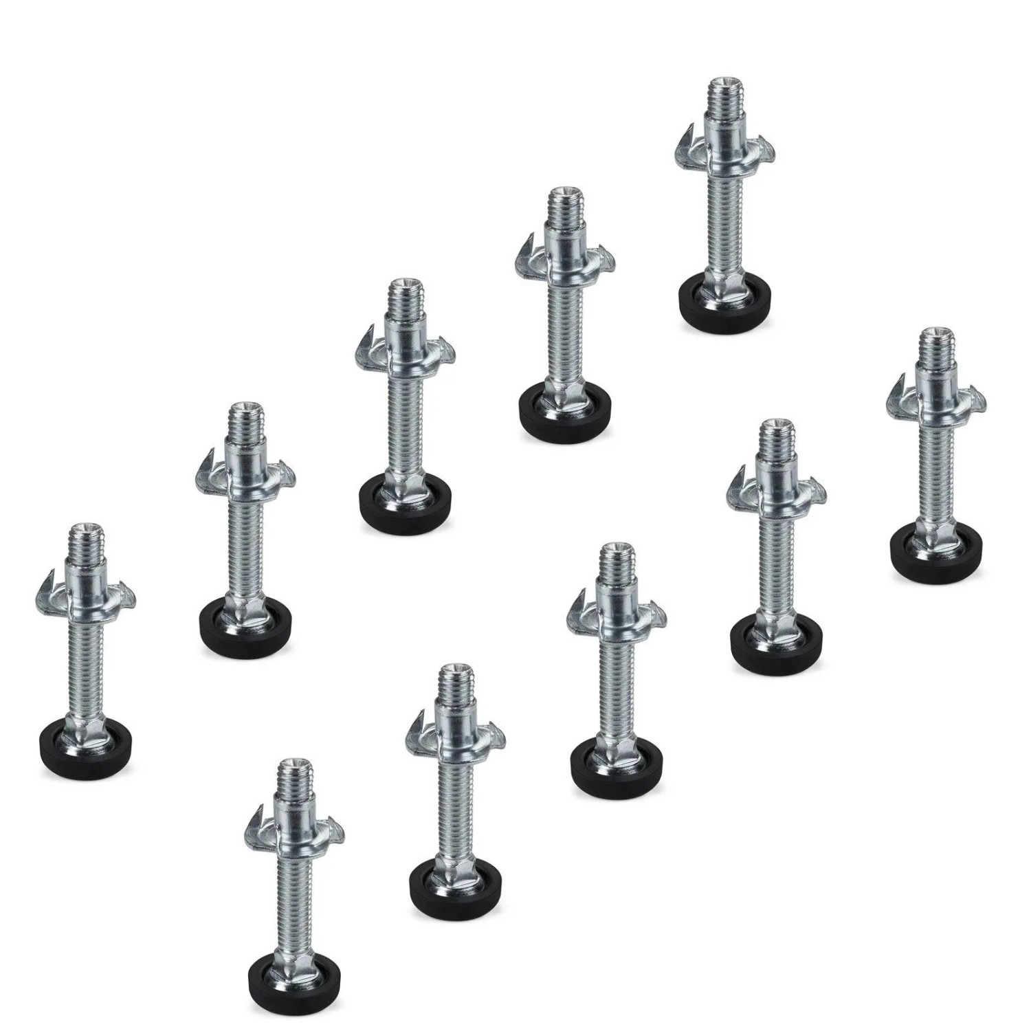 SOTECH 10er Set Verstellschrauben M8 x 45 mm mit Einschlagmutter und Kunststoff Fußteil