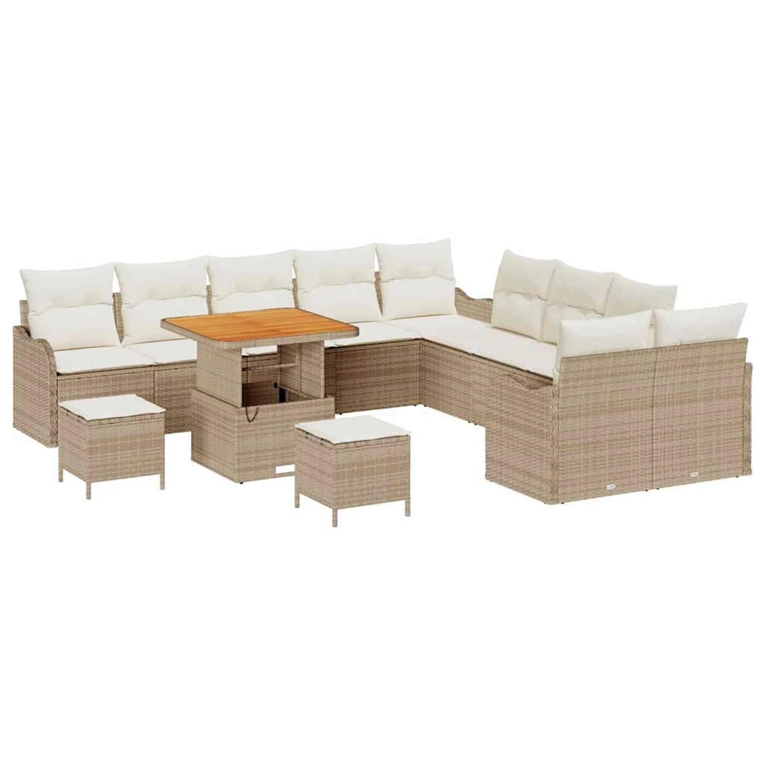 vidaXL Garten-Sofa-Set 13-Tlg Beige Poly Rattan 3362321 günstig online kaufen