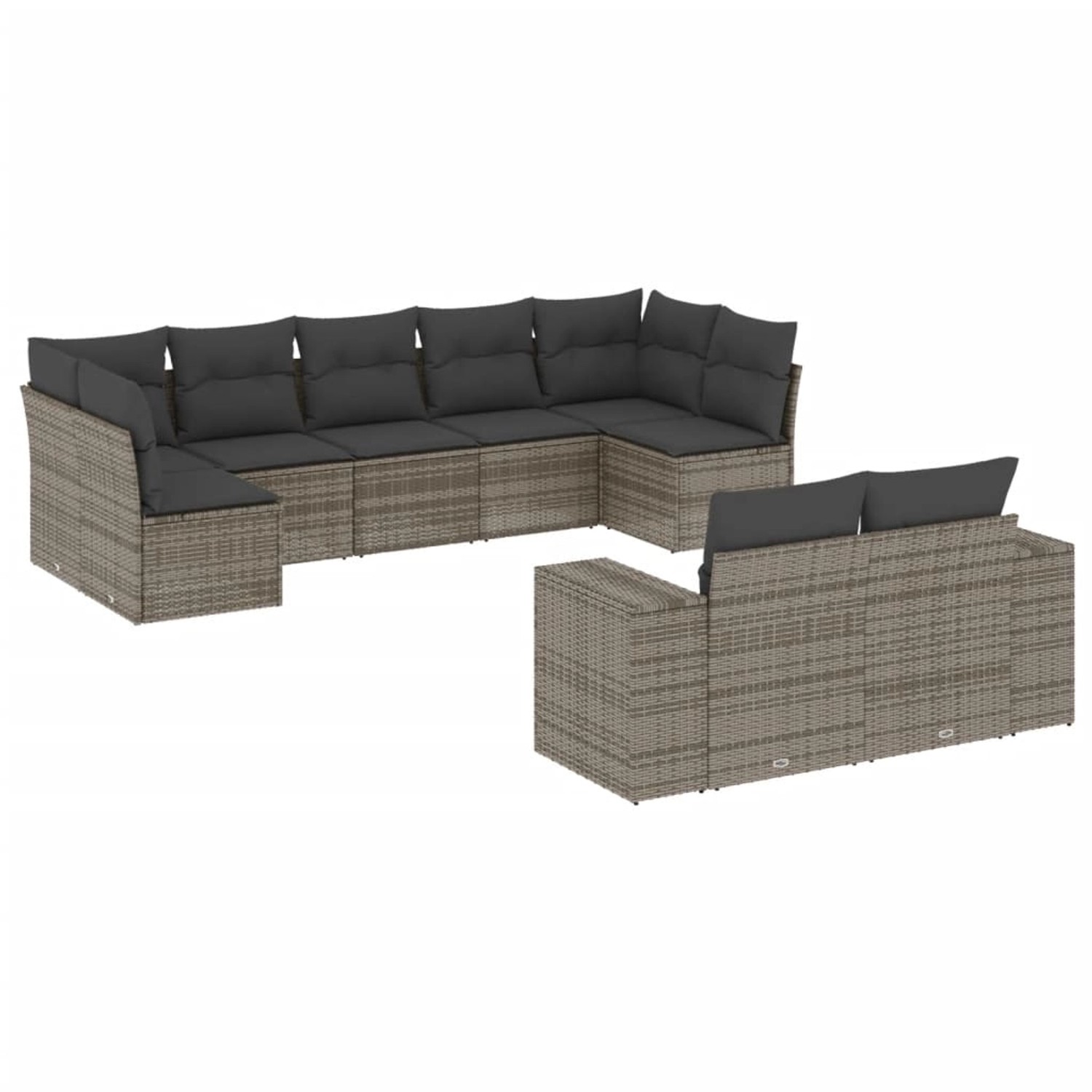 vidaXL 9-Tlg Garten-Sofagarnitur mit Kissen Grau Poly Rattan 3223019 günstig online kaufen