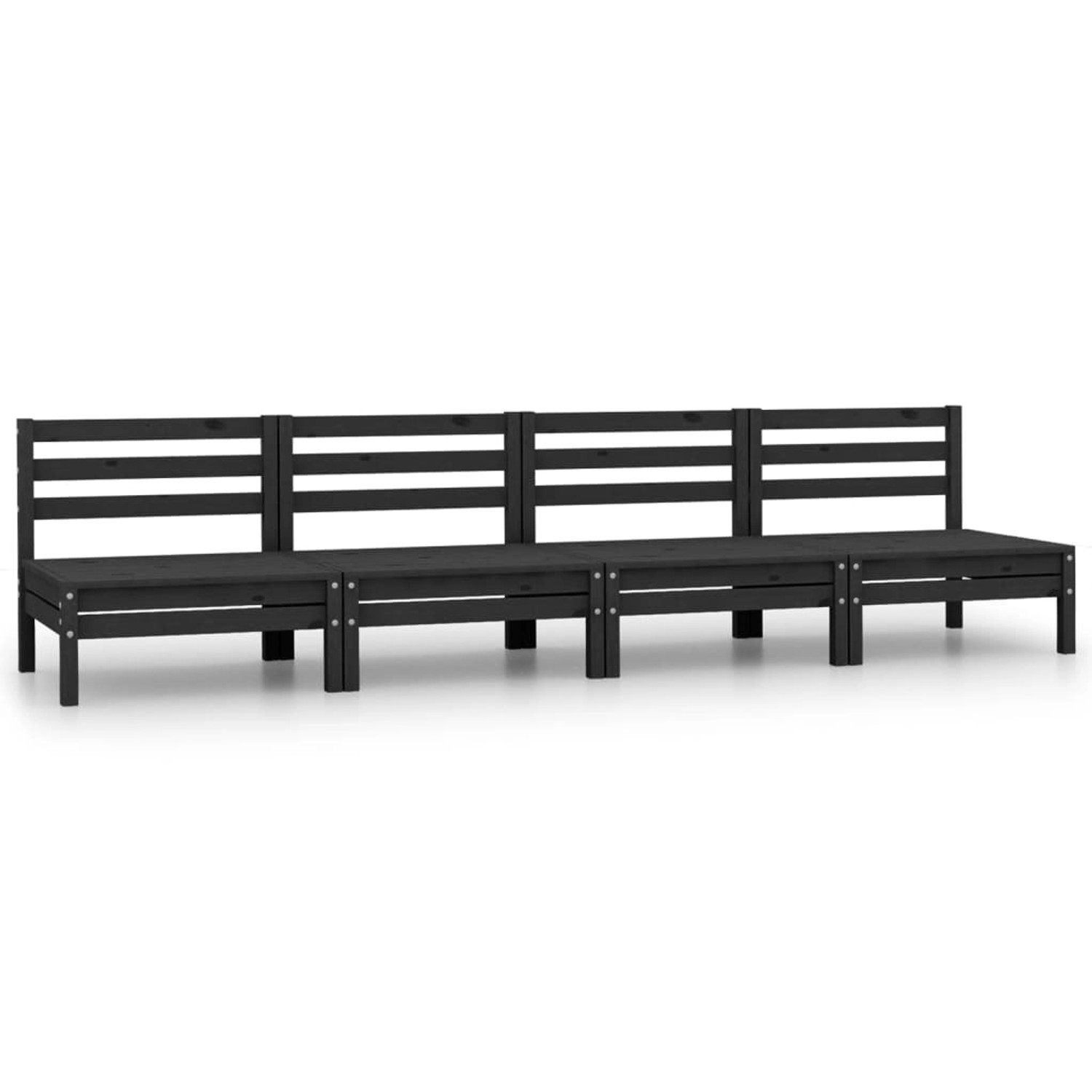 4-tlg. Garten-lounge-set Schwarz Massivholz Kiefer günstig online kaufen