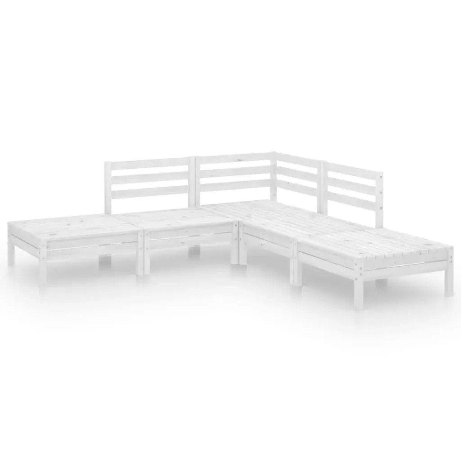 vidaXL 5-Tlg Garten-Lounge-Set Massivholz Kiefer Weiß 3082638