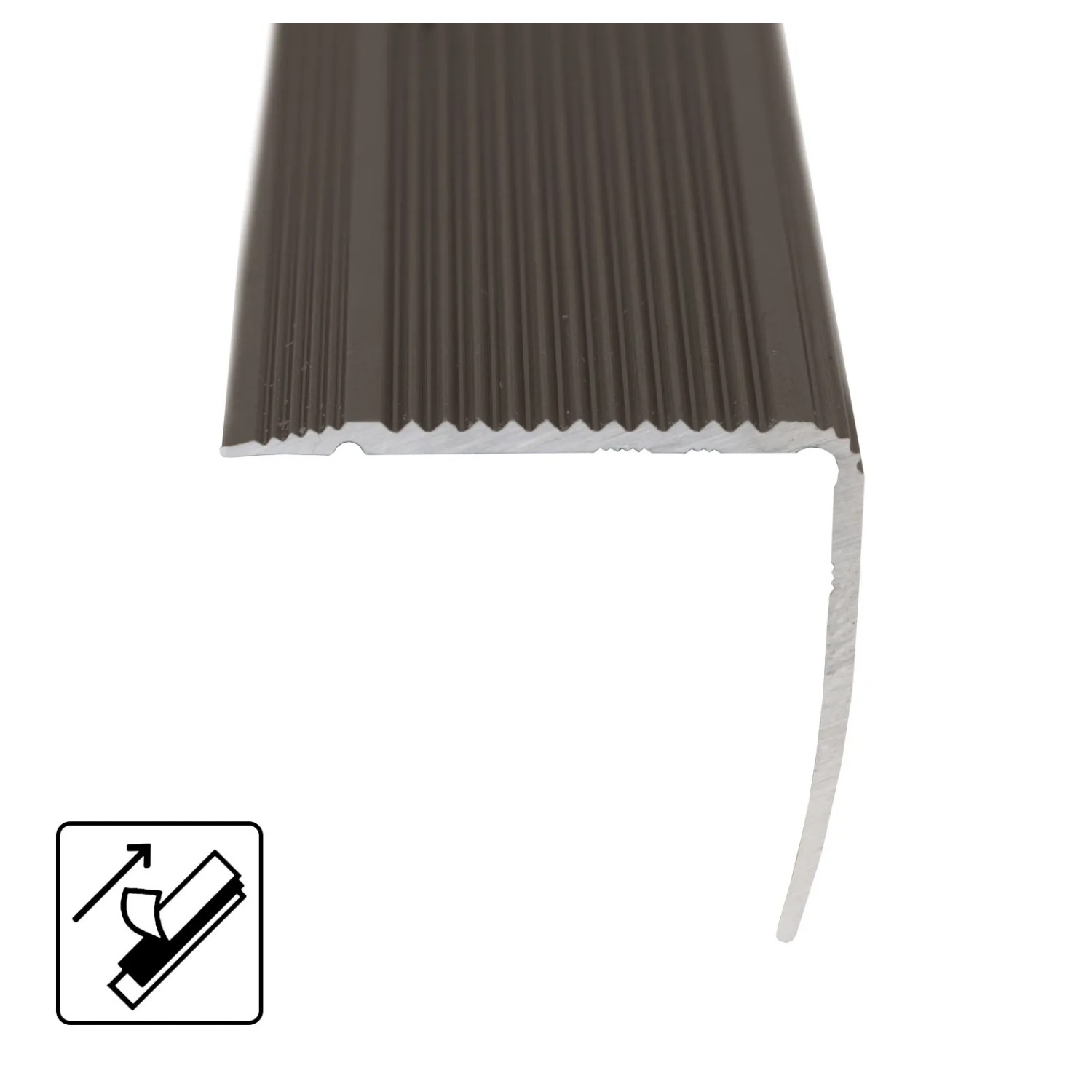 Selbstklebendes Treppenkantenprofil Integral in L-Form, Bronze, 30x20x1340 mm.