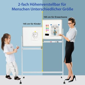 Costway Mobiles Whiteboard mit Ständer & Rollen Weiß 120 x 60 cm