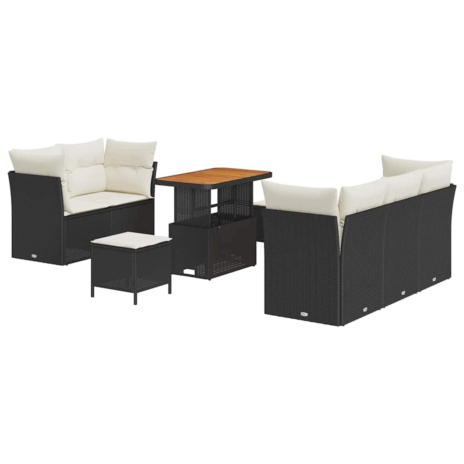 vidaXL Garten-Sofa-Set Höhenverstellbar 8-Tlg Schwarz Poly Rattan 3361430 günstig online kaufen