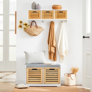 SoBuy Schuhbank mit Sitzfläche Garderobenbank Sitzbank mit Stauraum FSR23-II-WN