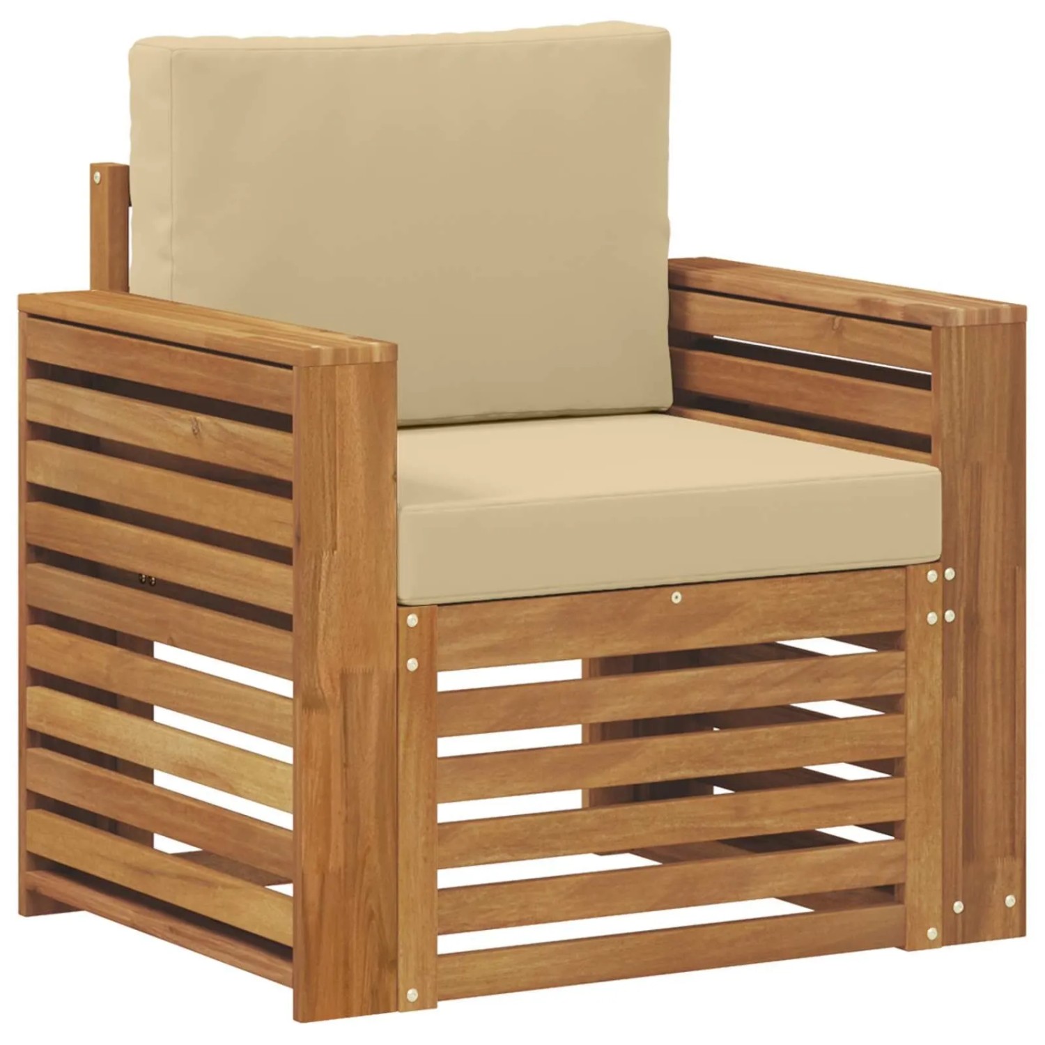 vidaXL Outdoor-Sofagarnitur mit Kissen Natur 79 x 63 x 73 cm 3436363