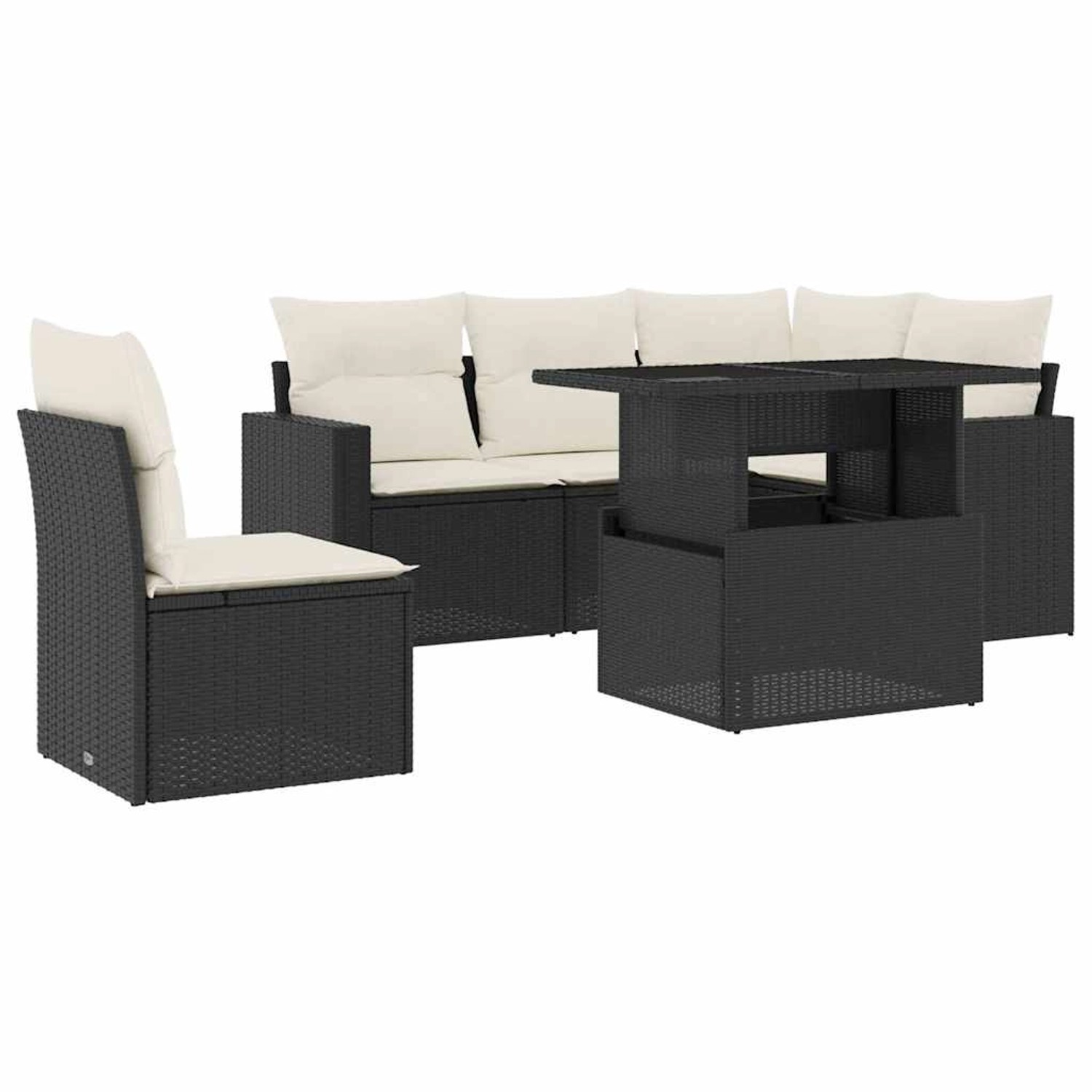 vidaXL 6-Tlg Garten-Sofagarnitur mit Kissen Schwarz Poly Rattan 3267276 günstig online kaufen