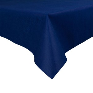 Dunkelblaue Sensalux Vlies-Tischdecke, 1,18 m x 2,5 m, auf einem Tisch drapiert.