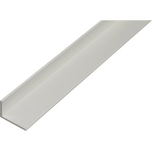 Silbernes, ungleichschenkliges Winkelprofil aus Aluminium, 15x30x2000 mm.