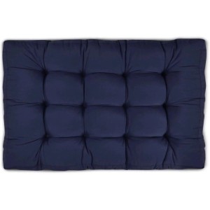 Dunkelblaues Paletten-Sitzkissen 120x80x15cm mit Heftungen. Komfortable Gartenstuhlauflage für Outdoor.