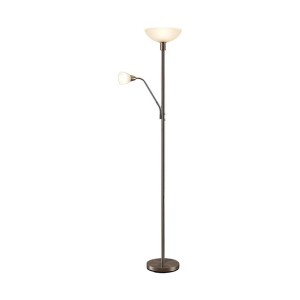 Moderne Lindby Stehlampe Jost aus Alu mit Leselampe, 180cm hoch.