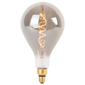 Dimmbare LED Spiralfadenlampe E27, A165, Rauchglas, 4W, 120lm, 1800K. Stimmungslicht für Ihr Zuhause.