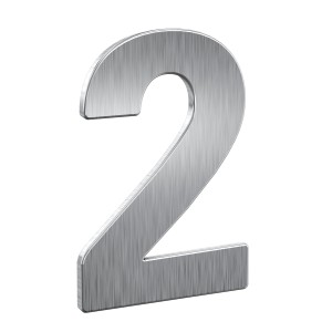 Edelstahl Hausnummer 2, Basi HN 150, Türbeschlag für den Eingangsbereich.