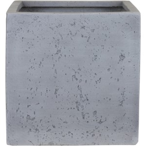 Eckiger, hellgrauer A.H.G. Blumenkasten Polyfibre Stone 30x30 cm mit Ablaufloch.