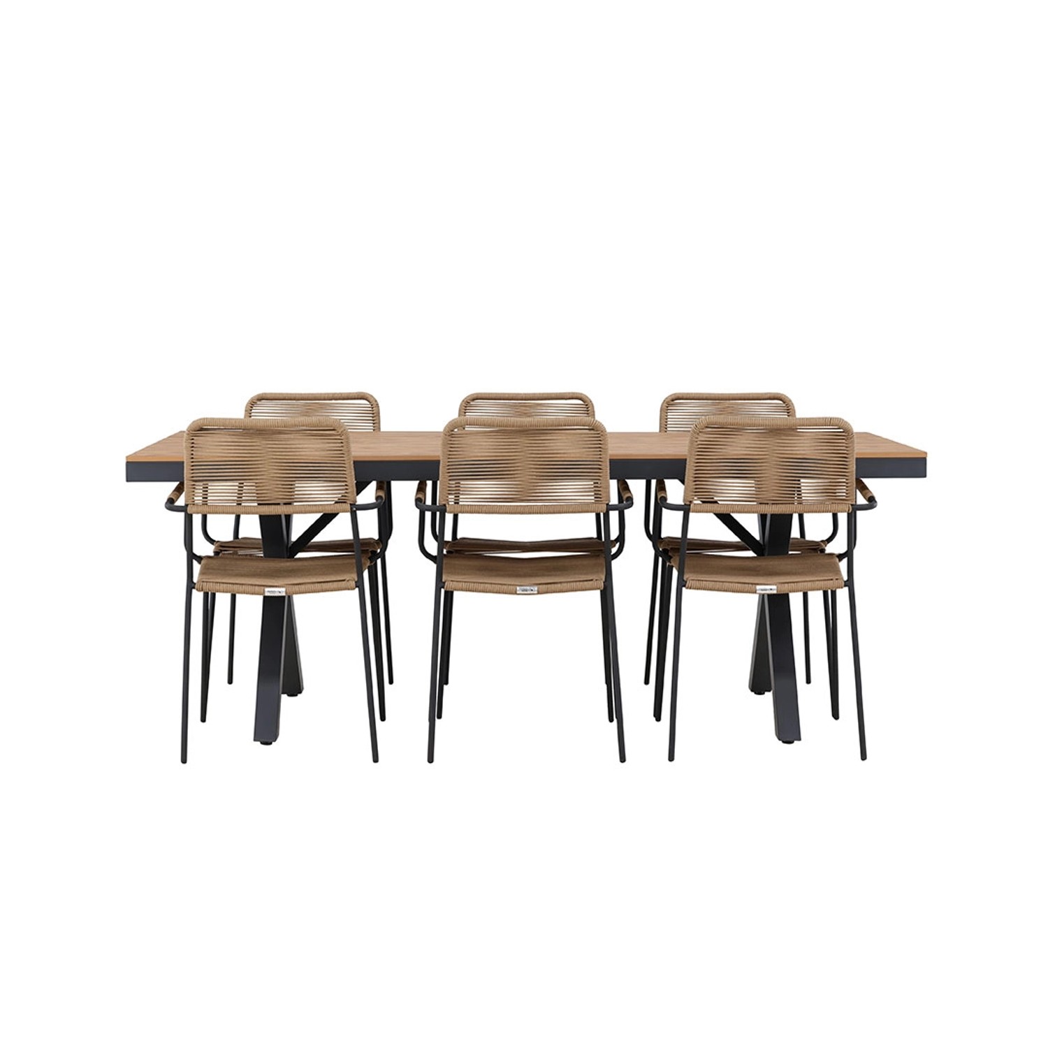 ebuy24 GarciaLindos Gartenset 1 Esstisch 6 Stühle Schwarz Tisch cm H74xB100 günstig online kaufen