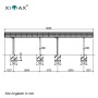 Technische Zeichnung: Ximax Carport Linea-80 Tandem, Maße und Details für Montage.