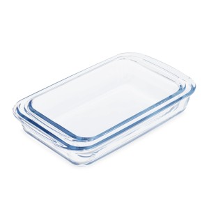 Relaxdays 2er Auflaufform Set Borosilikatglas Transparent Hitzebeständig Mikrowellengeeignet Spülmaschinengeeignet 29,5 cm x 17,5 cm x 5 cm 0,93 kg