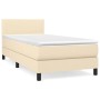 Cremefarbenes vidaXL Boxspringbett 90x190 cm mit Matratze und Kopfteil.