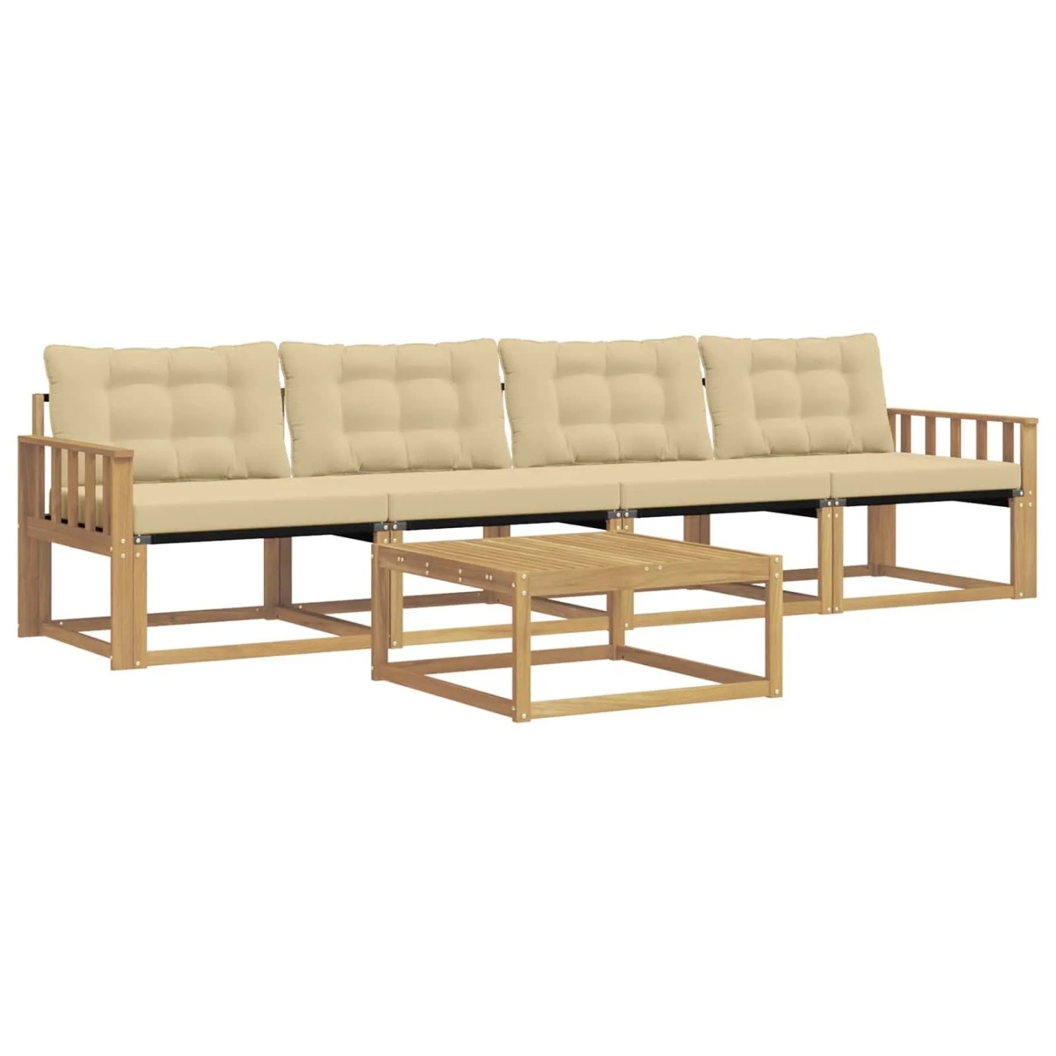 vidaXL Outdoor-Sofagarnitur 5 Stk Weiß und Beige 79 x 79 x 37 cm 3388395