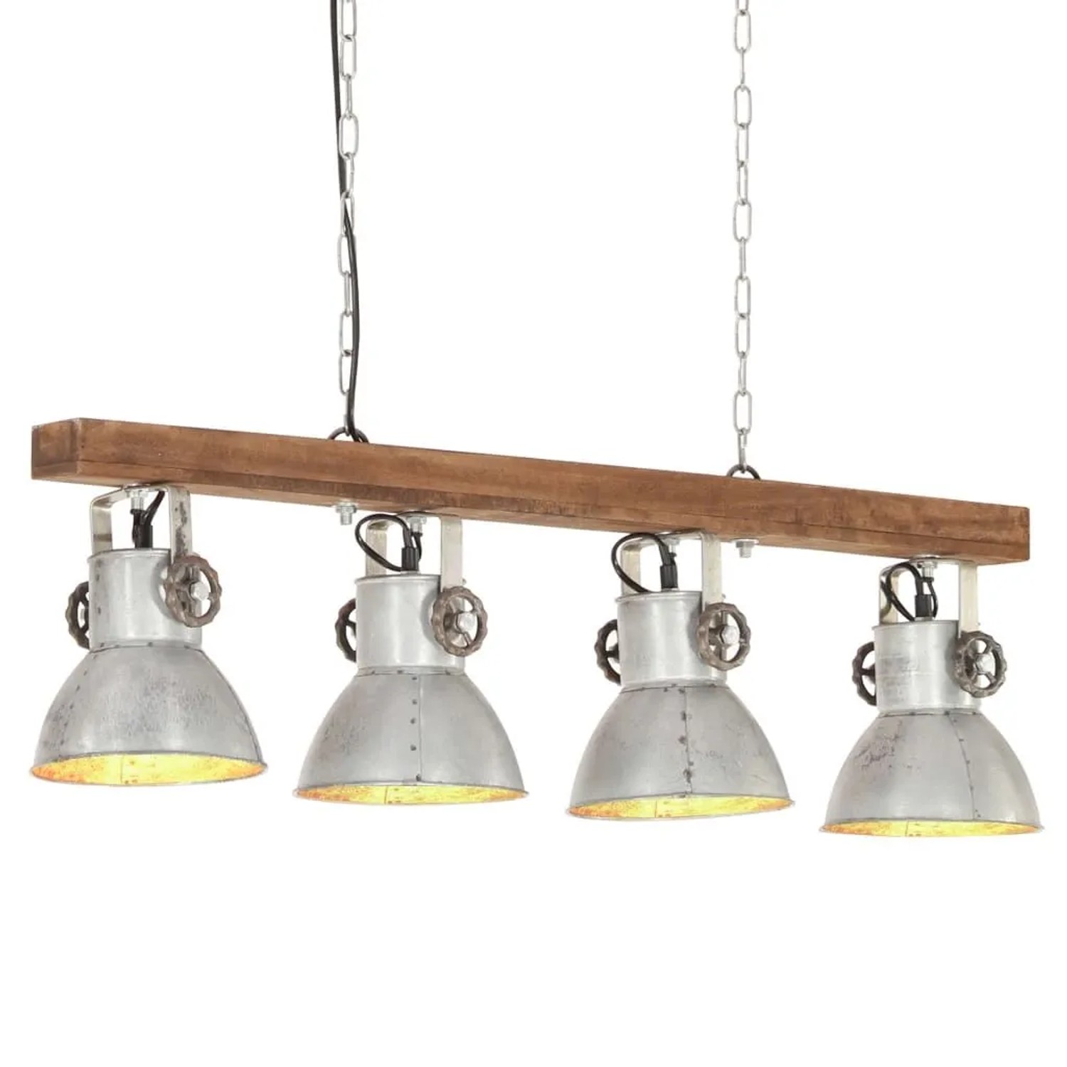 vidaXL Deckenlampe Industriestil Silbern E27 Mangoholz 320521