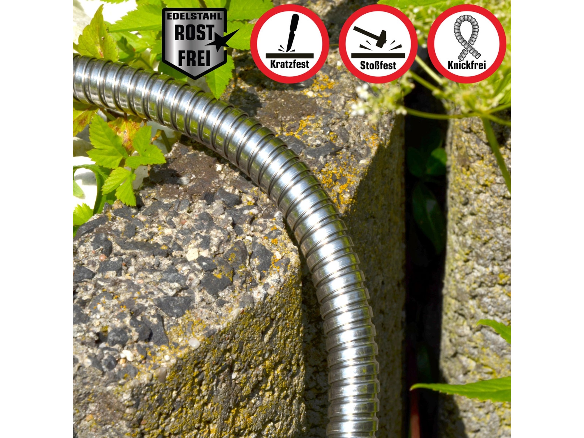 Unywarse 15.2 M 304 Edelstahl Metall Gartenschlauch, Robuster
