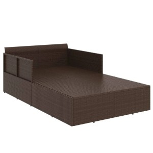 Braune vidaXL Sonnenliege aus Poly Rattan mit Kissen (182x118x63 cm) für den Garten.
