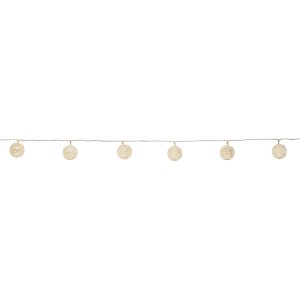 LED Lichterkette mit silbernen Metallkugeln und warmweißen LEDs für den Innenbereich.