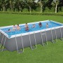 Bestway Stahlrahmenpool-Set PowerSteel mit Sandfilteranlage, 640x274x132cm, grau, mit Badenden.