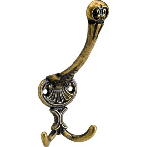 Hettich Garderobenhaken, vermessingt brüniert, im Vintage-Design für Hüte und Mäntel.