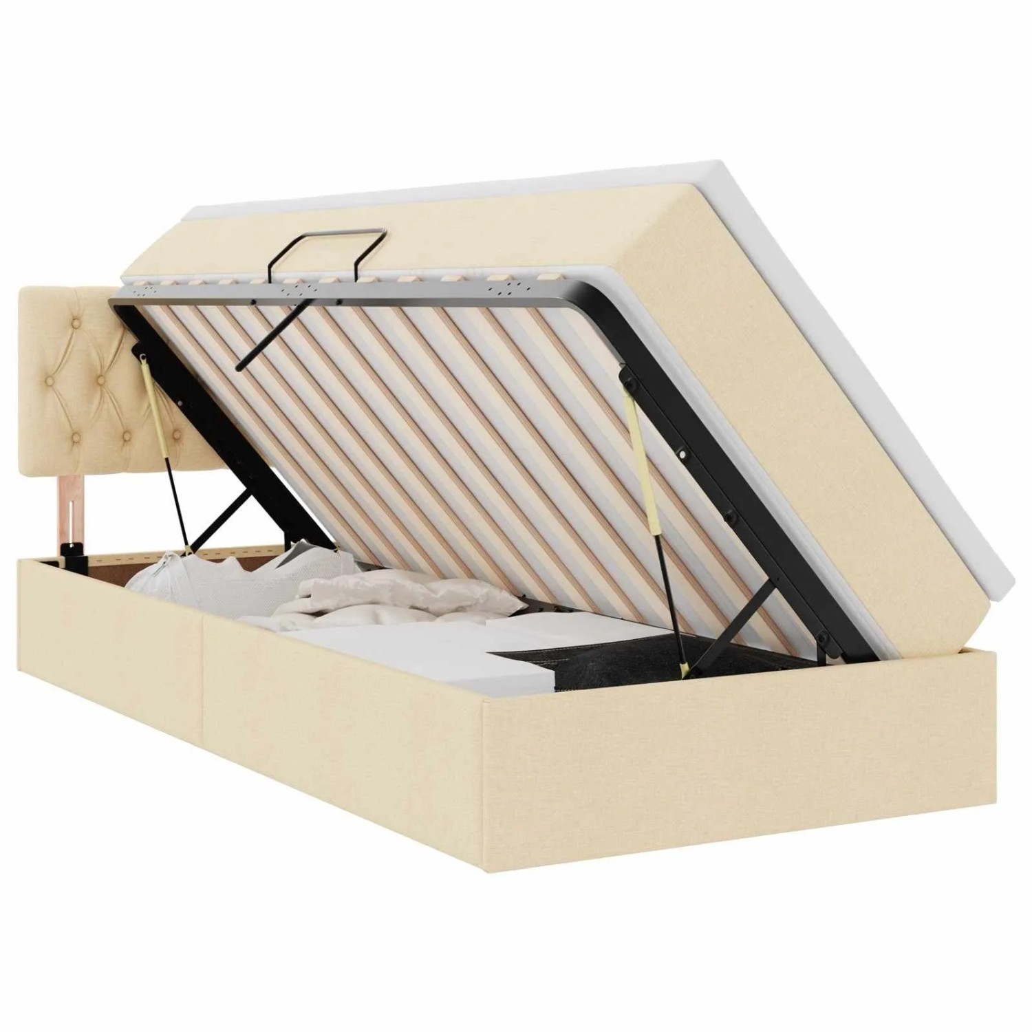 vidaXL Aufbewahrungsbett mit Matratze Creme 90 x 190 cm Holzwerkstoff 3370543