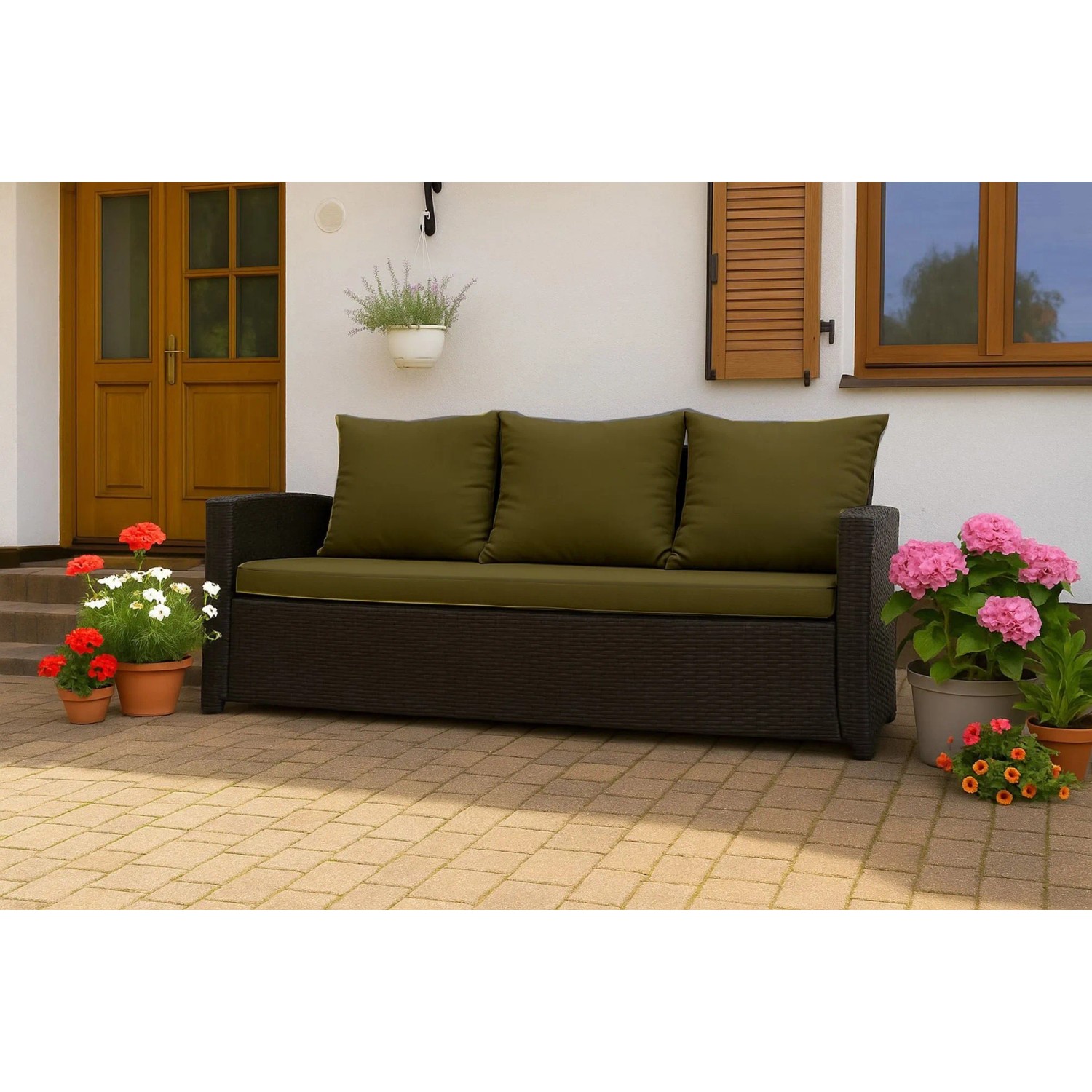 Setgarden Mix-Techno Gartenkissen Für Polyrattan Möbel 180×60×50 cm – Kissen Für 3 Sitzer Gartensofa 1tlg Grün_5
