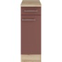 OPTIFIT Bari407 Küchenunterschrank, 30 cm, Rostrot mit Arbeitsplatte in Wildeiche Nachbildung.