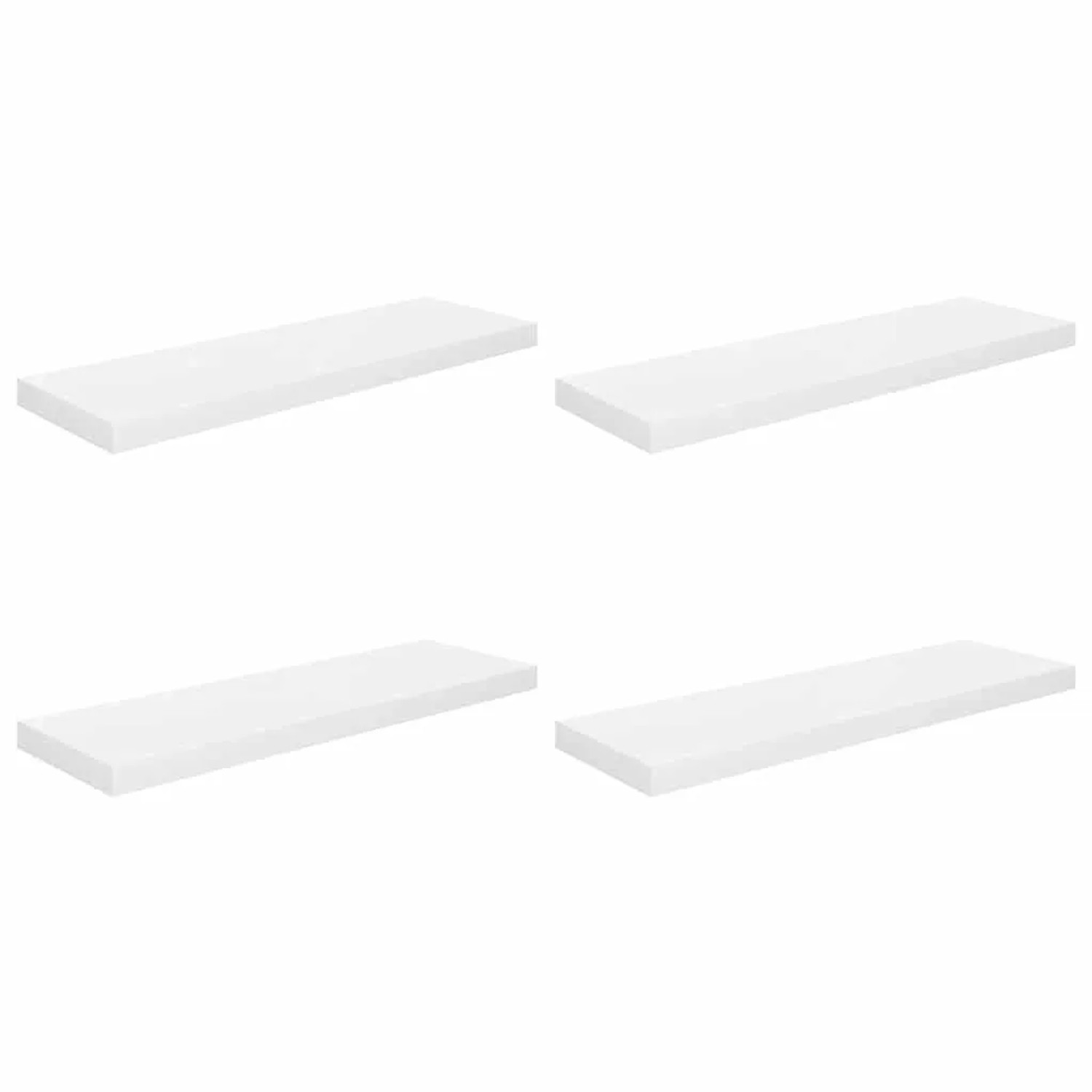 vidaXL Schweberegale 4 Stk Hochglanz-Weiß 80x23,5x3,8 cm MDF 323753